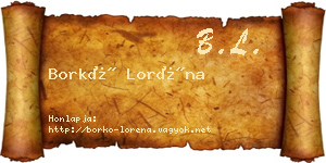 Borkó Loréna névjegykártya